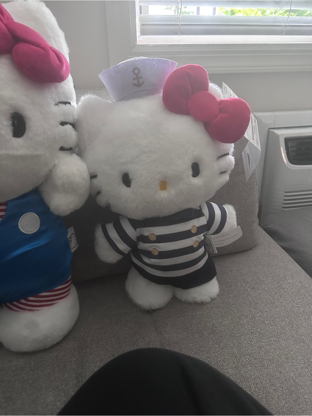 Hello Kitty Plush in White with Pink Bow and Navy Stripes